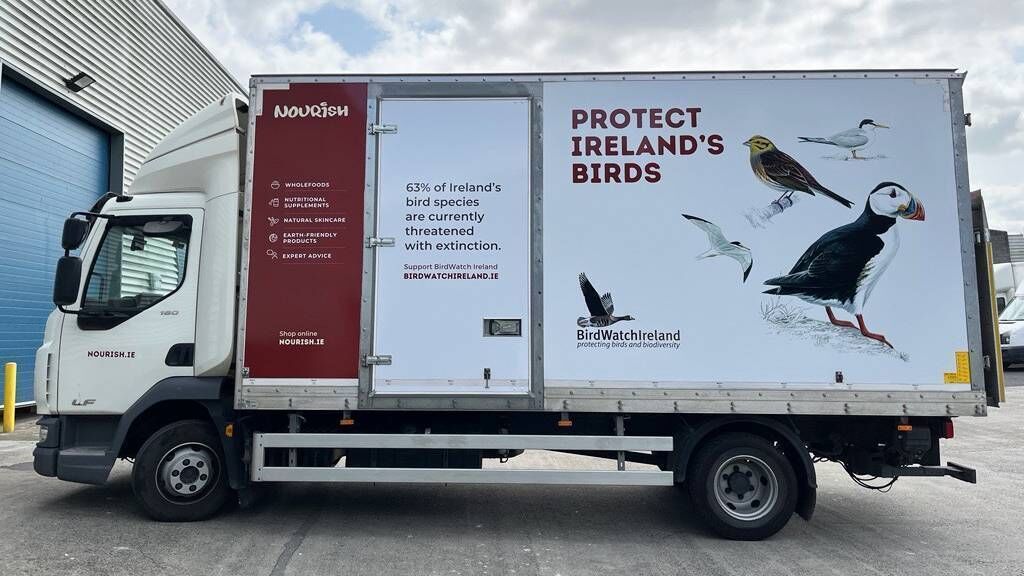 Our Birdwatch Ireland, Nourish delivery truck. Our Birdwatch Ireland, Nourish delivery truck.