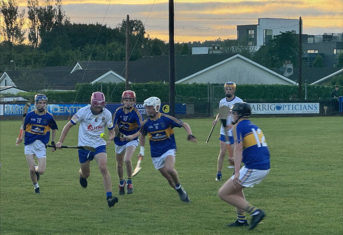 Carrigaline's Matthew Kiernan under pressure from Carrigtwohill players Tom Walsh, Darragh Horgan, Ben Fitzgerald and John O'Connor. Carrigaline's Matthew Kiernan under pressure from Carrigtwohill players Tom Walsh, Darragh Horgan, Ben Fitzgerald and John O'Connor.
