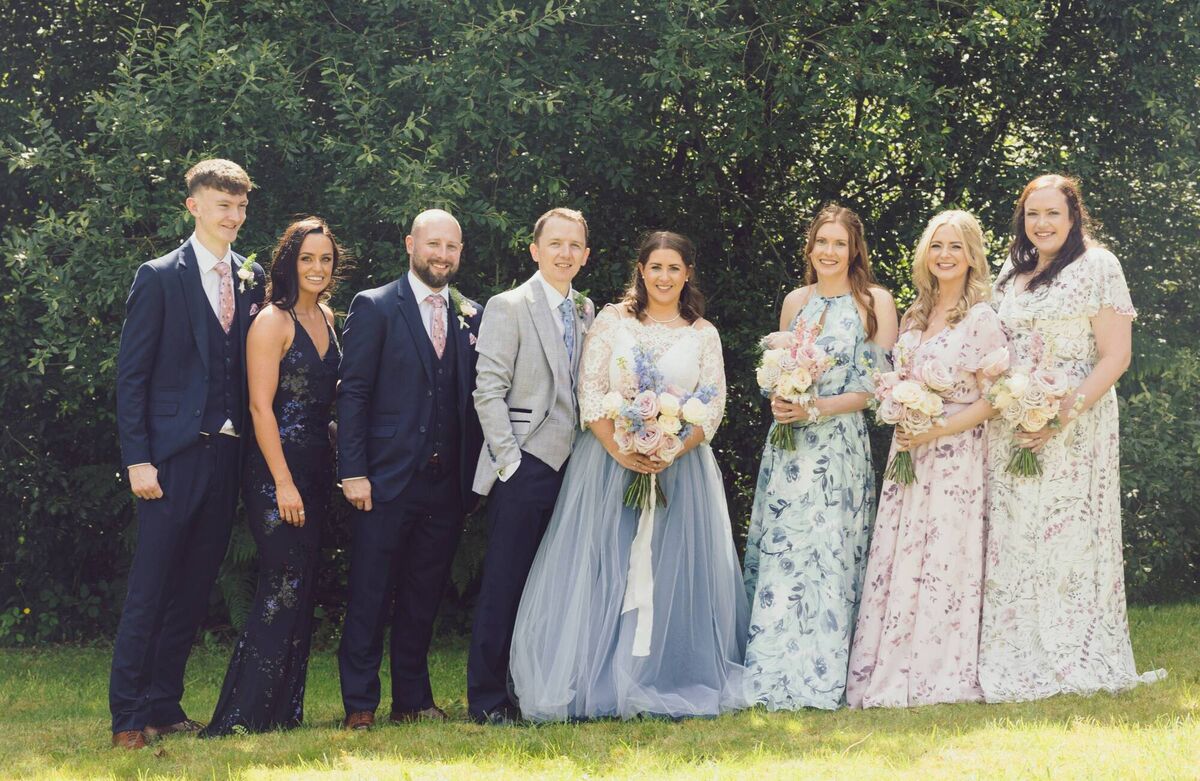 The wedding party included Sarah’s sister Brenda, who was maid of honour, and Shane’s sister Ciara, who was best woman. Both sisters were witnesses. The wedding party included Sarah’s sister Brenda, who was maid of honour, and Shane’s sister Ciara, who was best woman. Both sisters were witnesses.