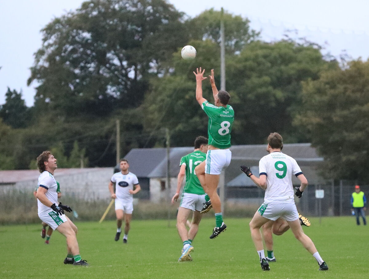 Aghada's Pearse O'Neill rises for the ball. Picture: David Creedon Aghada's Pearse O'Neill rises for the ball. Picture: David Creedon