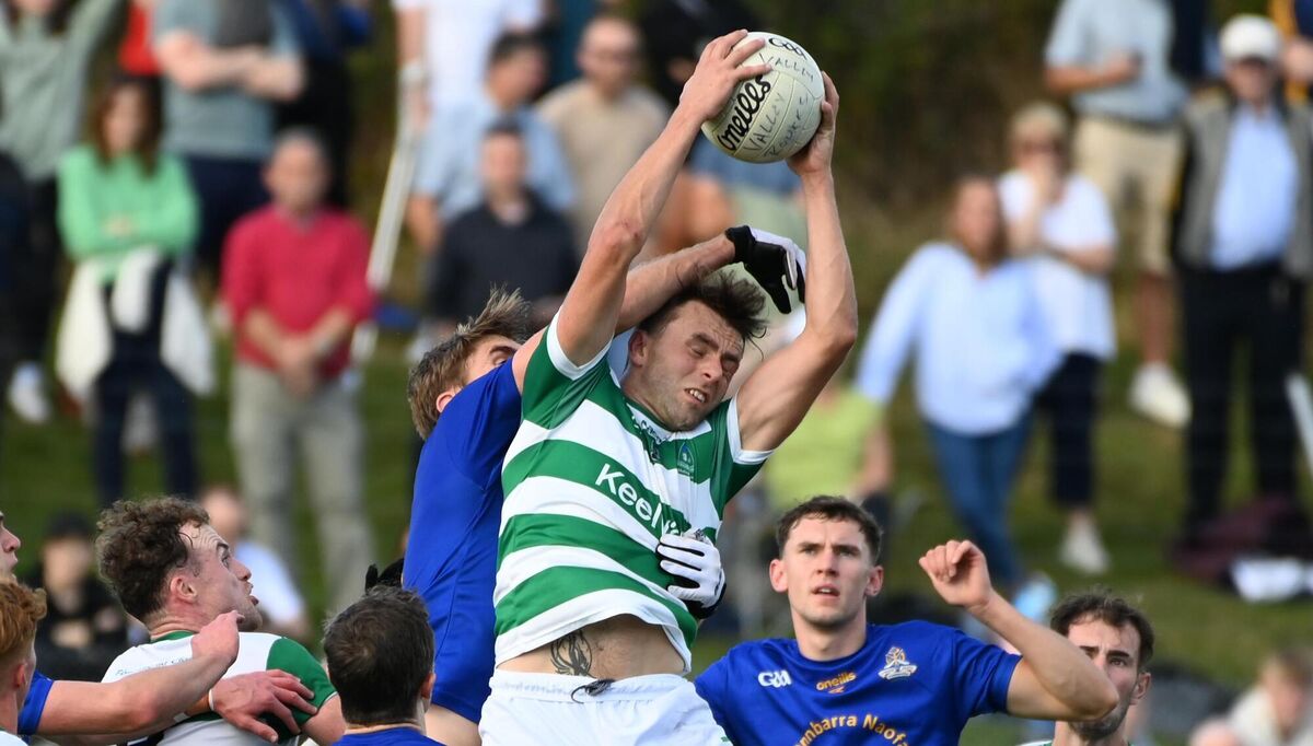 Valley Rovers' Darragh Murphy wins the ball from St Finbarr's Ian Maguire during the McCarthy Insurance Group Premier SFC at Coachford. Picture: Eddie O'Hare
