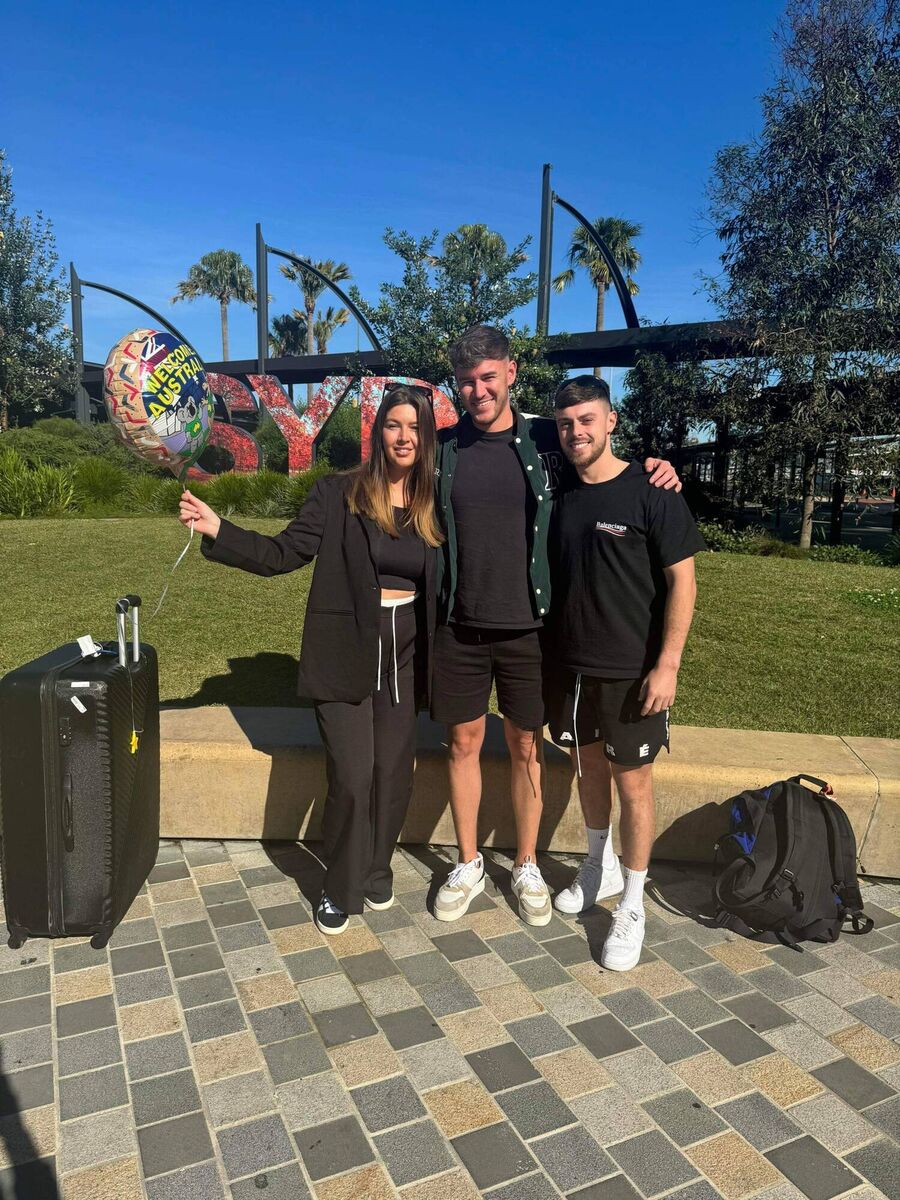 Tony O’Keeffe with his girlfriend Bobbie McCann and best friend Ross, who also moved to Australia.  Tony O’Keeffe with his girlfriend Bobbie McCann and best friend Ross, who also moved to Australia.