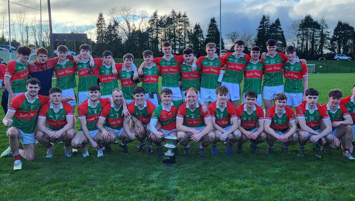 The Ballinora team that defeated Naomh Abán in the Muskerry U21 A football championship final at Ovens in February. 