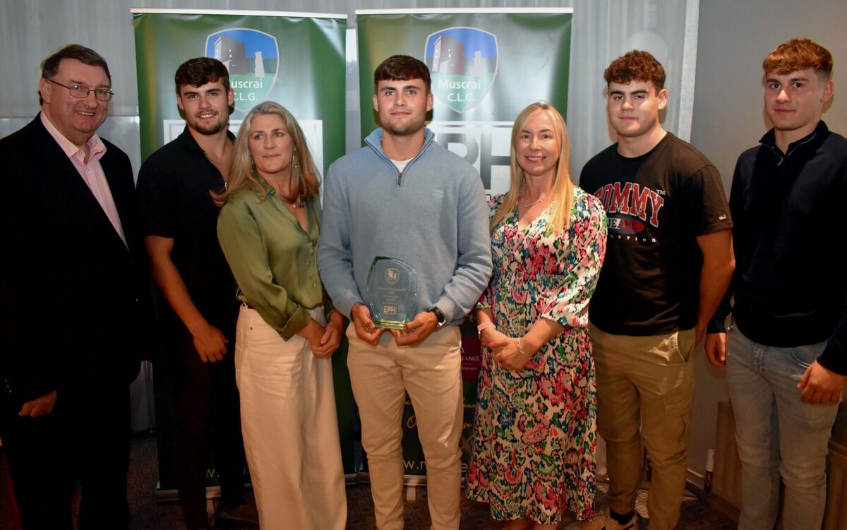 Michael Quirke with family members, Ivan, Trudi, Robert and Matthew. Included are John Feeney, chairman of the Muskerry Division and Marie Casey, EPH Controls. Picture: Mike English