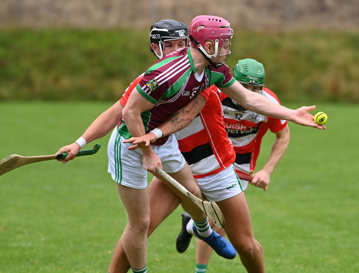 Aghabullogue's Paul Ring is tackled by Ballincollig's James Dwyer. Picture: Eddie O'Hare Aghabullogue's Paul Ring is tackled by Ballincollig's James Dwyer. Picture: Eddie O'Hare