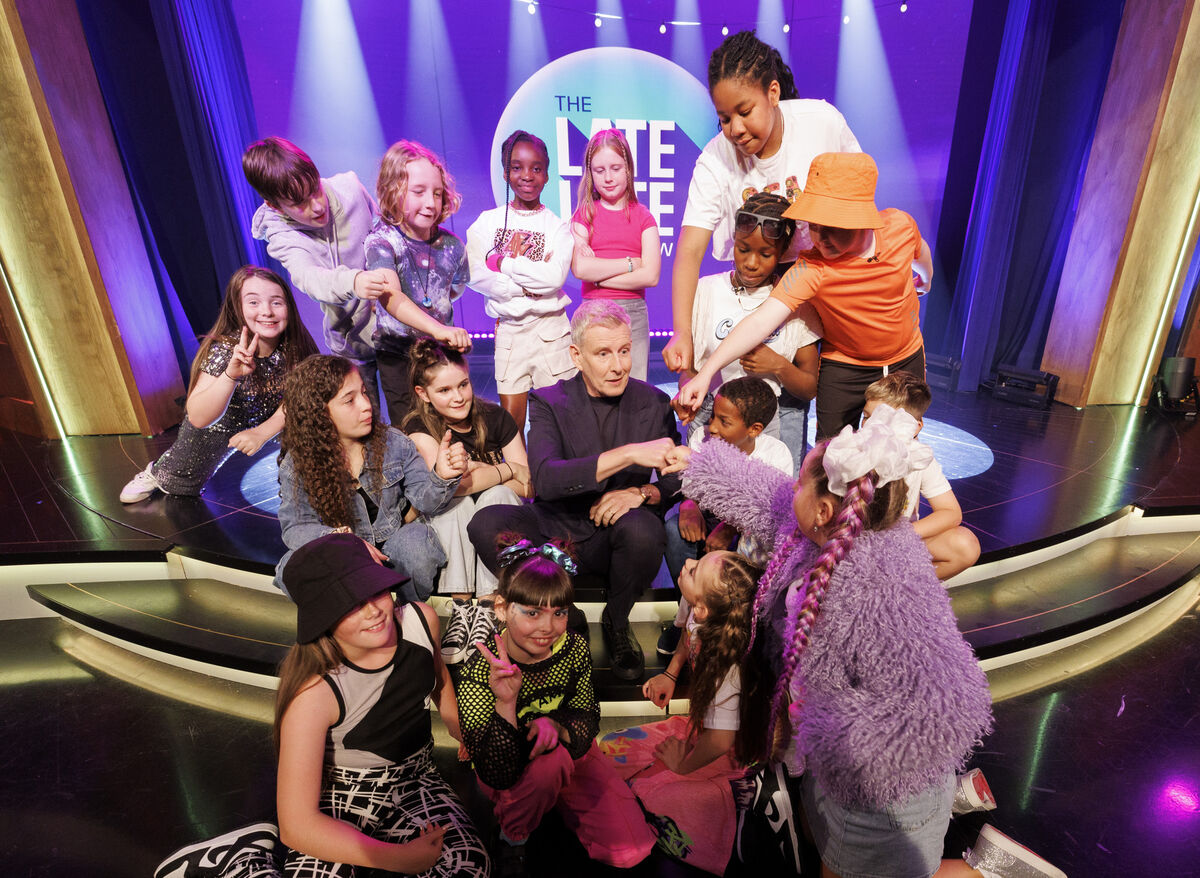Patrick Kielty pictured with the Kabin Crew and Lisdoonvarna Crew on the set of The Late Late Show. Picture Andres
Patrick Kielty pictured with the Kabin Crew and Lisdoonvarna Crew on the set of The Late Late Show. Picture Andres
