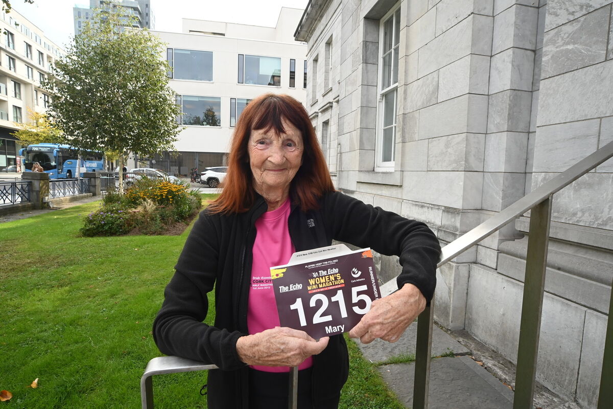 Mary Hoare will be running in aid of Marymount Hospice. Collecting her race number ag Citt Hall for The Echo Mini Marathon. Pic Larry Cummins