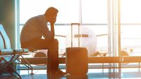 Passenger waits for plane in an airport