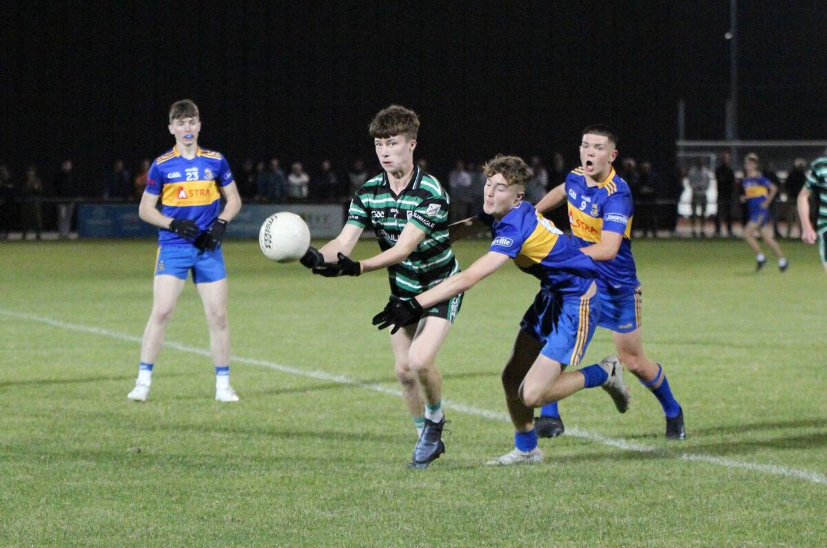 Douglas' Alex Reidy under pressure from Carrigaline's David Scannell during their Premier 1 U16 football semi-final clash at the Mardyke. Douglas now face Na Piarsaigh in the final tonight. Picture: Bernard Laverty Douglas' Alex Reidy under pressure from Carrigaline's David Scannell during their Premier 1 U16 football semi-final clash at the Mardyke. Douglas now face Na Piarsaigh in the final tonight. Picture: Bernard Laverty