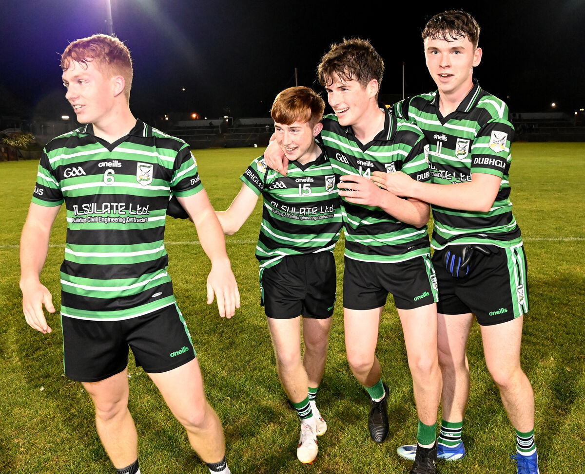 Douglas' Thomas Murray is congratulated by teammates after scoring the winning point to defeat Na Piarsaigh. Picture: Eddie O'Hare
