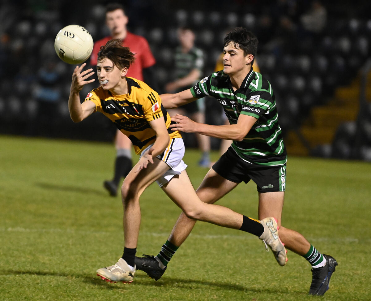 Na Piarsaigh's Nathan Coffey is tackled by Douglas' Ben Herlihy. Picture: Eddie O'Hare