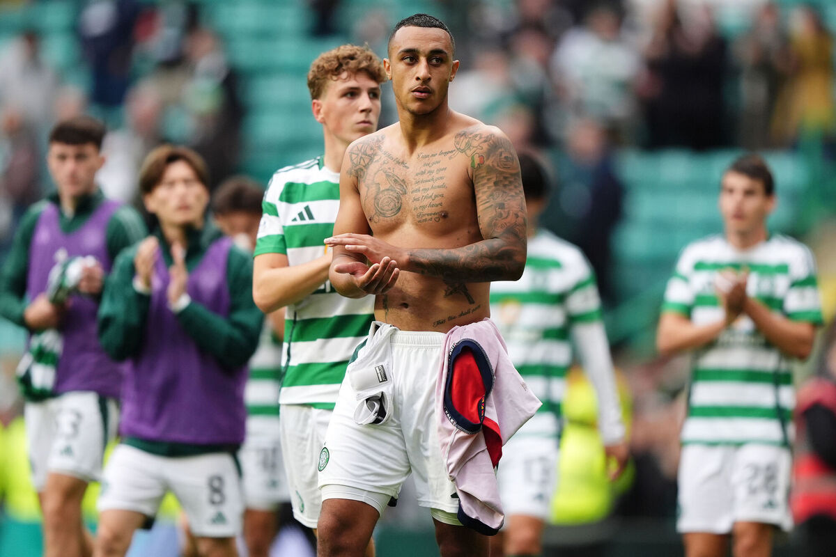 Celtic's Adam Idah applauds the fans after the Premier Sports Cup, quarter-final match at Celtic Park, Glasgow.