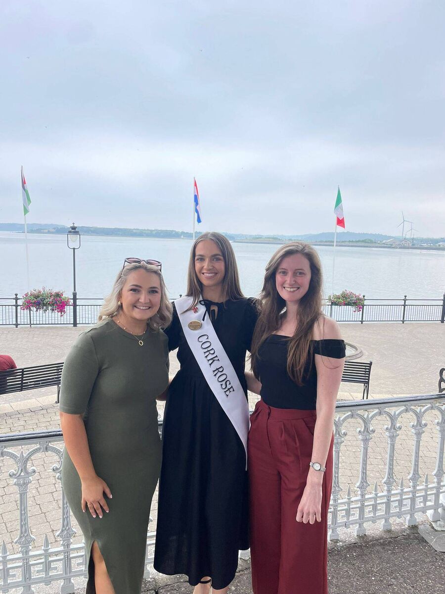 Kate Shaughnessy - 2023 Cork Rose, Shauna O Sullivan 2024 Cork Rose and Jenny Byrne - 2022 Cork Rose, launching the dress sale for charity.