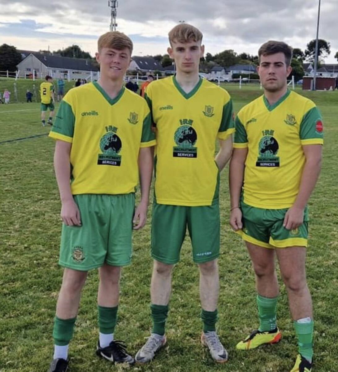 Rockmount U19 goalscorers Bryan O'Mahony, Ryan O'Leary and Jamie Magee after a 3-1 win over Youghal.