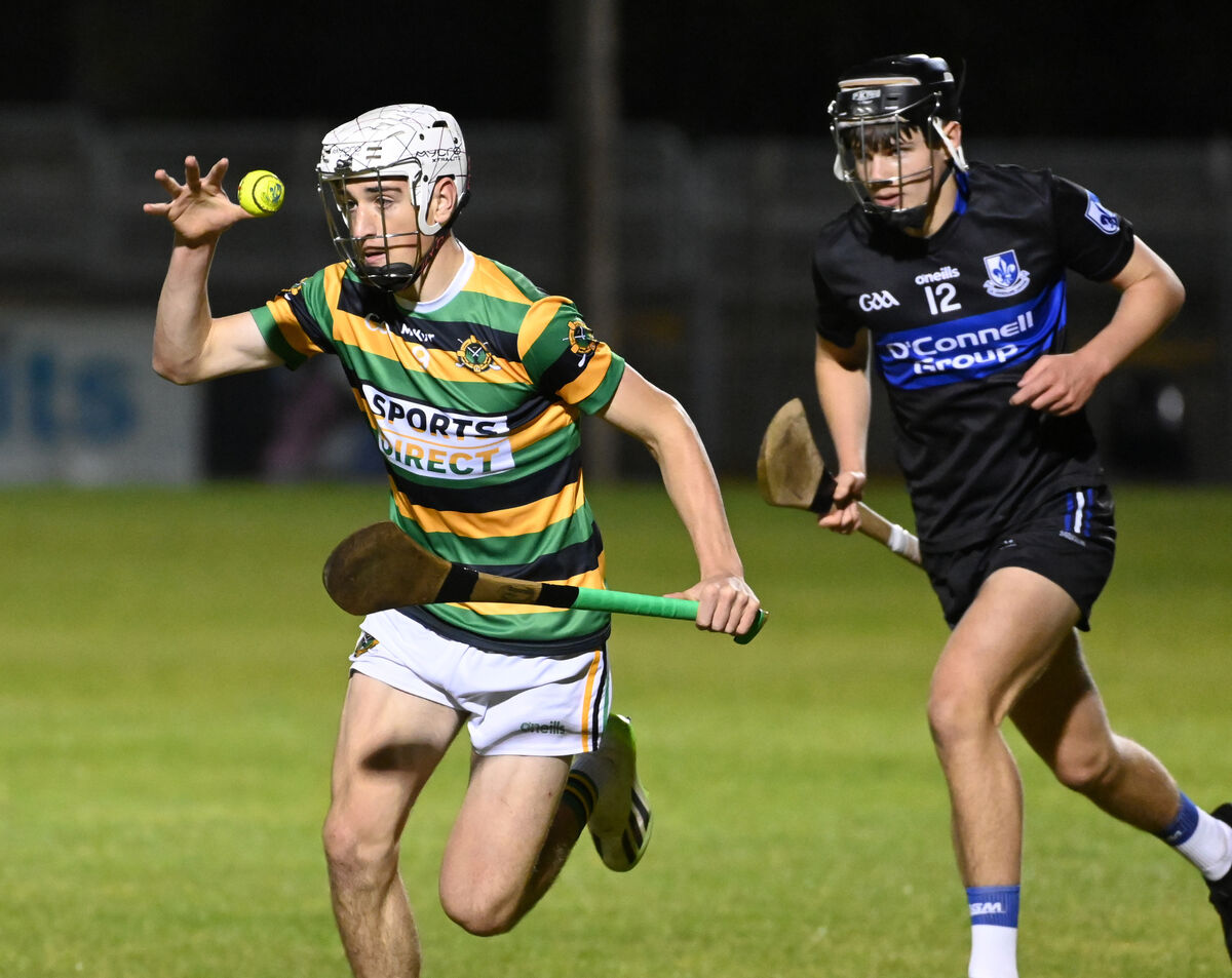 Glen Rovers' Josh Brosnan wins the sliotar from Sarsfields' Alex Maher. Picture: Eddie O'Hare