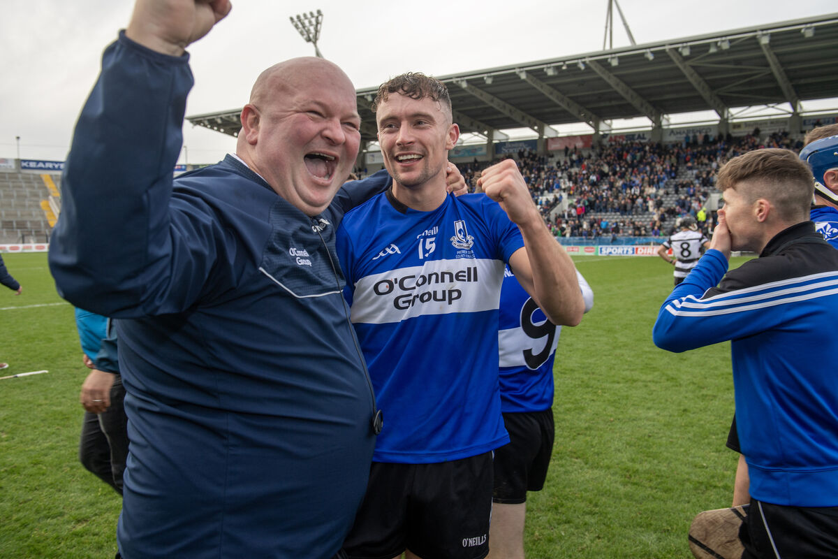 Aaron Myers celebrates with Sarsfields selector Tom Holohan after beating Midleton in last year's Co-op SuperStores Cork Premier SHC final. Picture: Dan Linehan Aaron Myers celebrates with Sarsfields selector Tom Holohan after beating Midleton in last year's Co-op SuperStores Cork Premier SHC final. Picture: Dan Linehan