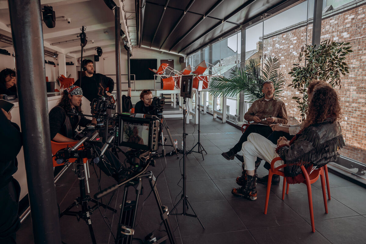 Presenter Andrew Bass chats with the Love Buzz as crew film on at Cyprus Avenue's Wavelength venue.
