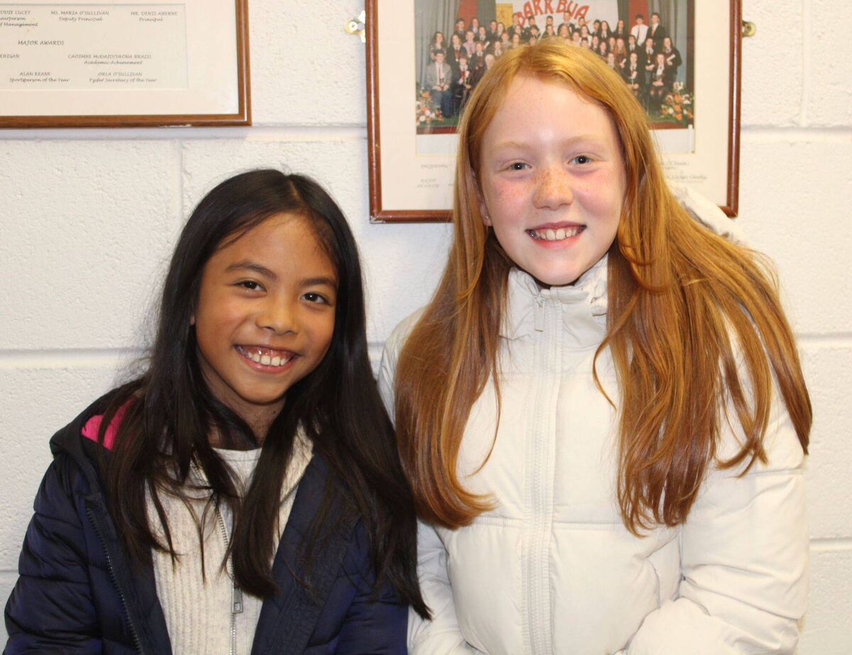 Maya and Nina from Scoil Barra Naofa at the St Peter's open night.