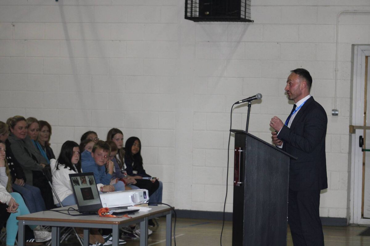 Principal Tony McSweeney giving an address at the St Peter's open night.