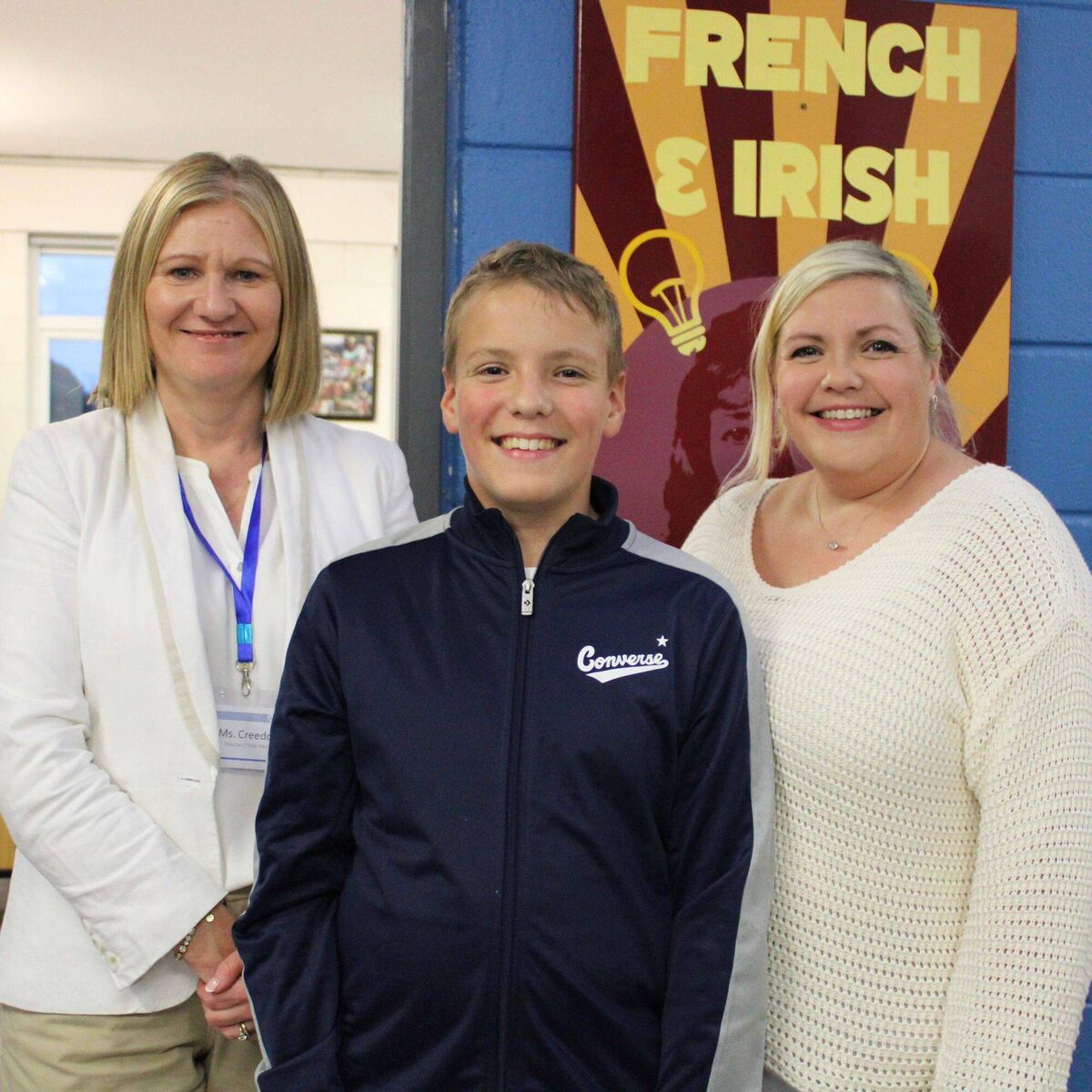 Teacher Jennifer Creedon with Cooper from Star of the Sea and his mum.