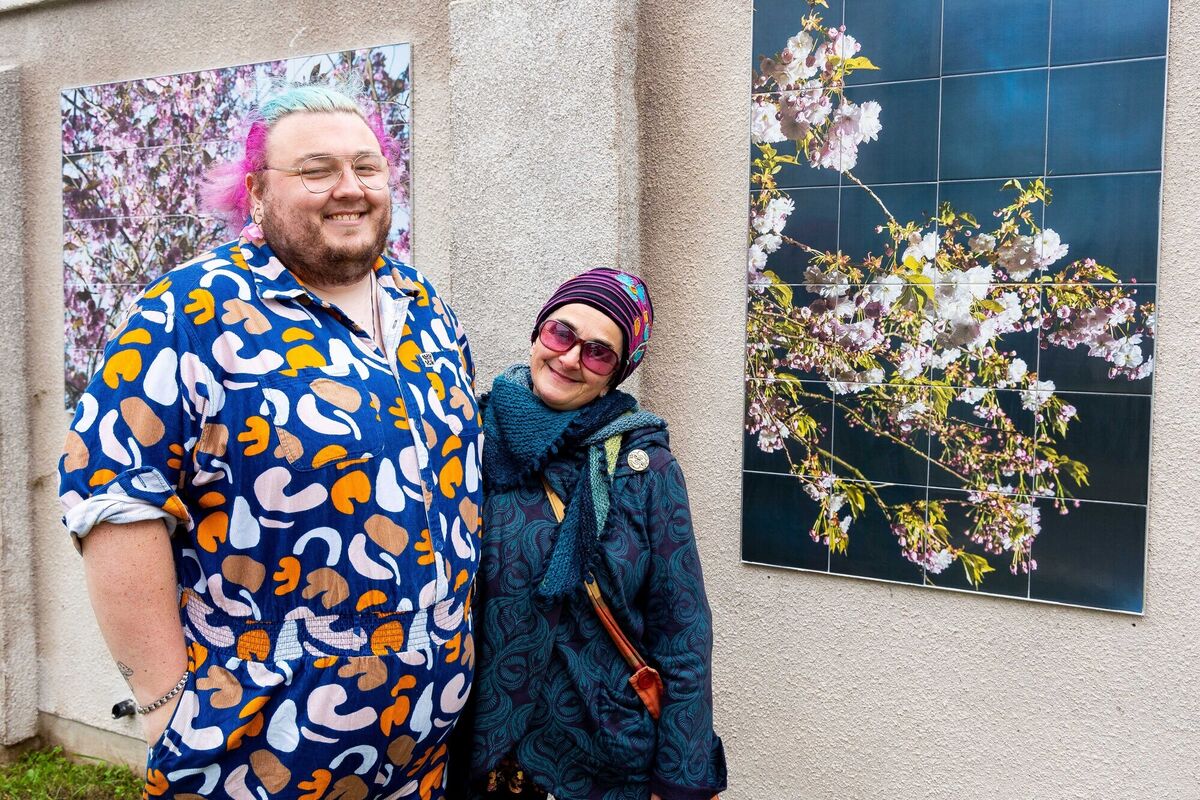 Artists Richard O’Keeffe and Spark Deeley in Knocknaheeny.