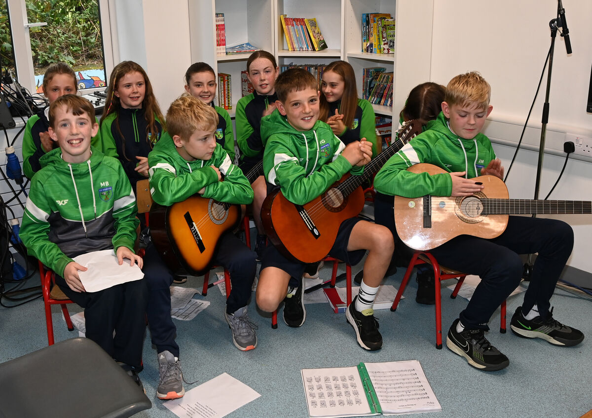Pupils who played the music at Aghabullogue national school during the blessing and formal opening of the new classroom and playing facilities at the school. Picture: Eddie O'Hare. Pupils who played the music at Aghabullogue national school during the blessing and formal opening of the new classroom and playing facilities at the school. Picture: Eddie O'Hare.