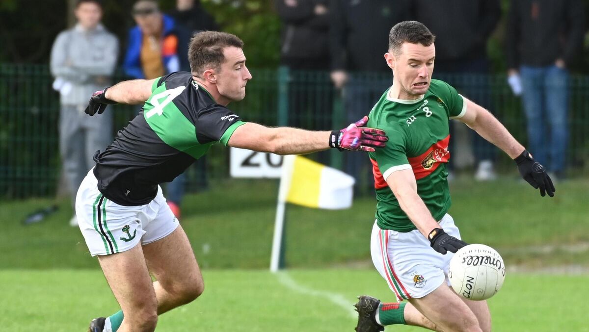 Clonakilty's Maurice Shanley is tackled by Nemo Rangers' Briain Murphy during the McCarthy Insurance Group Premier SFC at Bandon. Picture: Eddie O'Hare Clonakilty's Maurice Shanley is tackled by Nemo Rangers' Briain Murphy during the McCarthy Insurance Group Premier SFC at Bandon. Picture: Eddie O'Hare