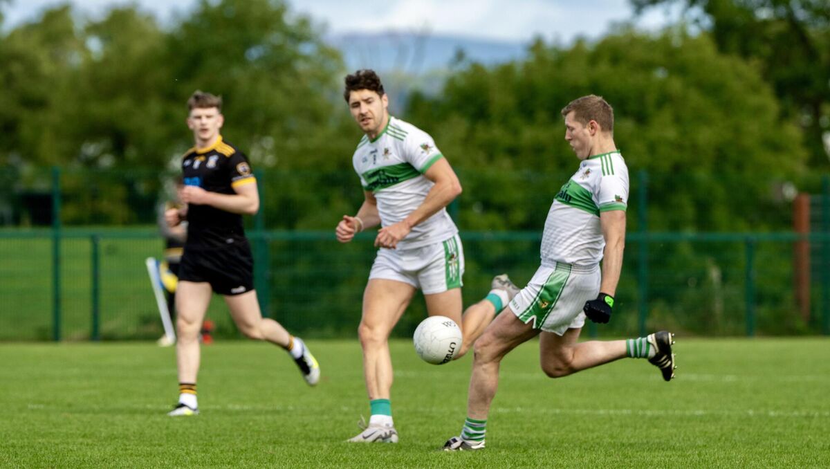 Kanturk’s Lorcán McLoughlin in SAFC action at Glantane. Picture: Chani Anderson