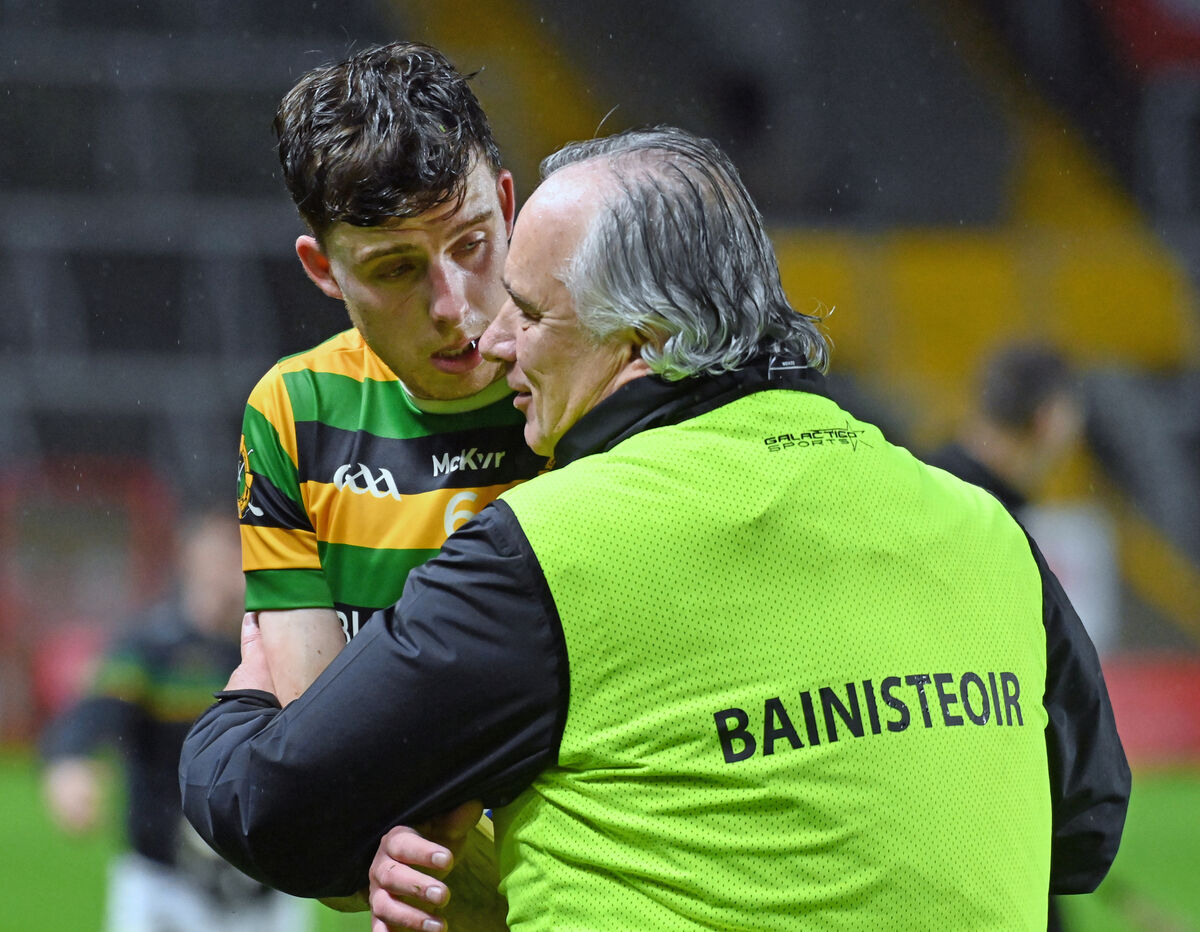 Glen Rovers manager Tomás Mulcahy congrats Robert Downey. Picture: Eddie O'Hare Glen Rovers manager Tomás Mulcahy congrats Robert Downey. Picture: Eddie O'Hare