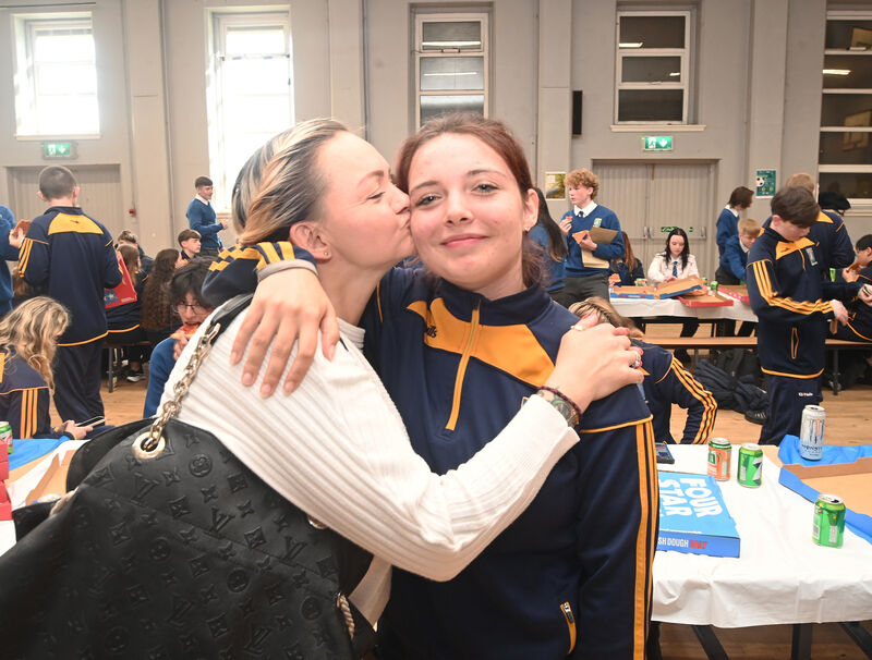 Roxy Cuber is congratulated by her mum Monika after she received her results at Coláiste Éamann Rís. Picture: Larry Cummins Roxy Cuber is congratulated by her mum Monika after she received her results at Coláiste Éamann Rís. Picture: Larry Cummins