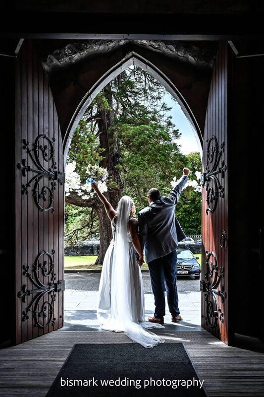 The happy couple at the doors of St Mary’s Cathedral in Killarney, County Kerry.