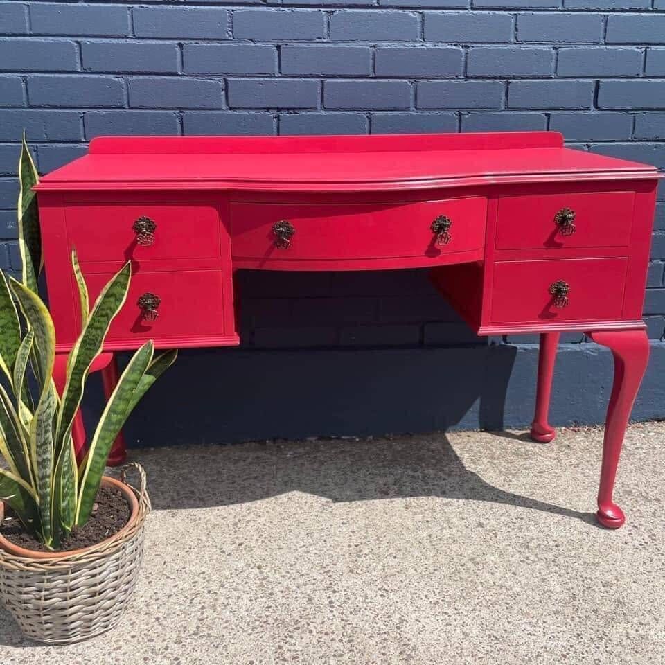 A painted table. A painted table.