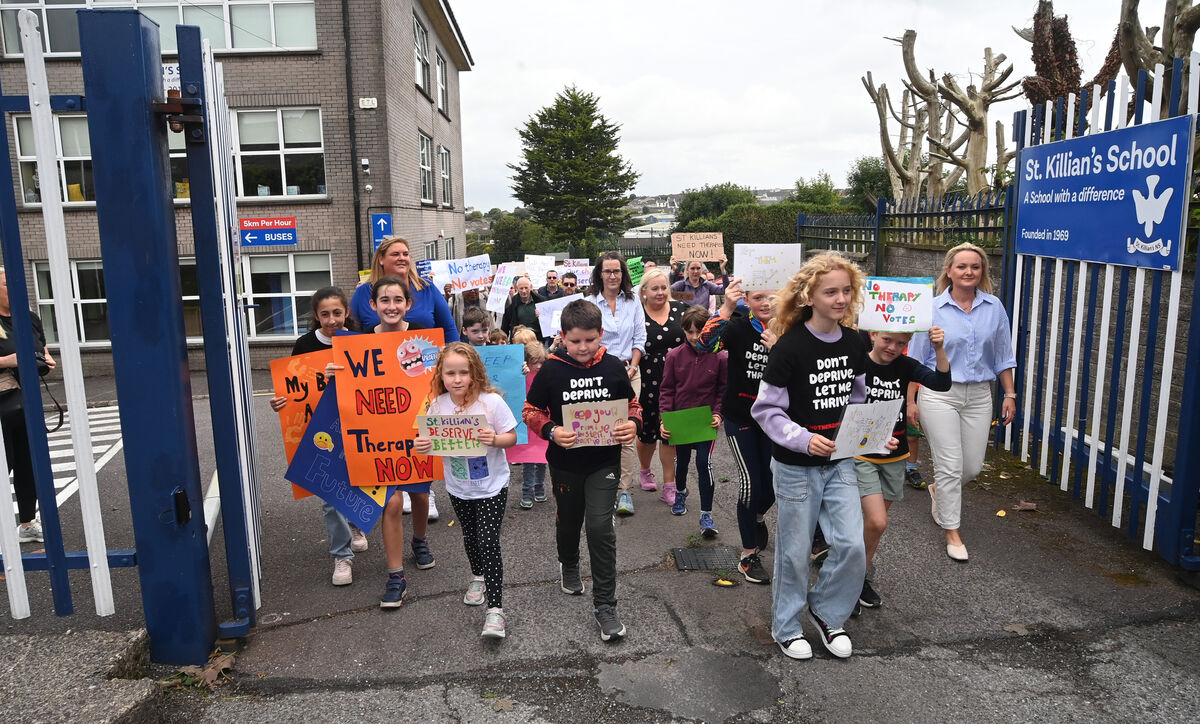 St Killian's School was one of 10 in Cork to receive a donation of €50k in recent days. A protest was held at the school recently to highlight concerns about the need to fund therapists for pupils at the school. Pic Larry Cummins Echo/Examiner