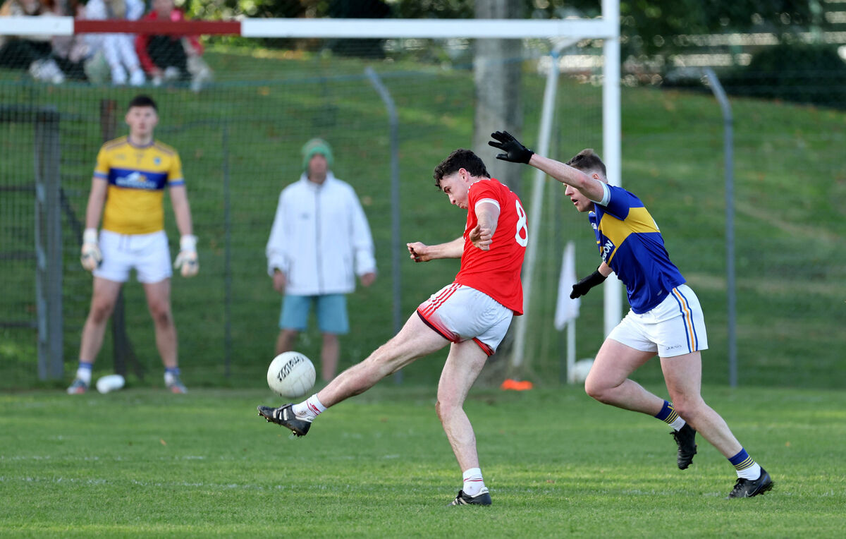 Michael Twomey, Kilshannig, closes in on Conor O'Leary, Uibh Laoire, in the McCarthy Insurance Group PIFC semi-final. Picture: Jim Coughlan. Michael Twomey, Kilshannig, closes in on Conor O'Leary, Uibh Laoire, in the McCarthy Insurance Group PIFC semi-final. Picture: Jim Coughlan.