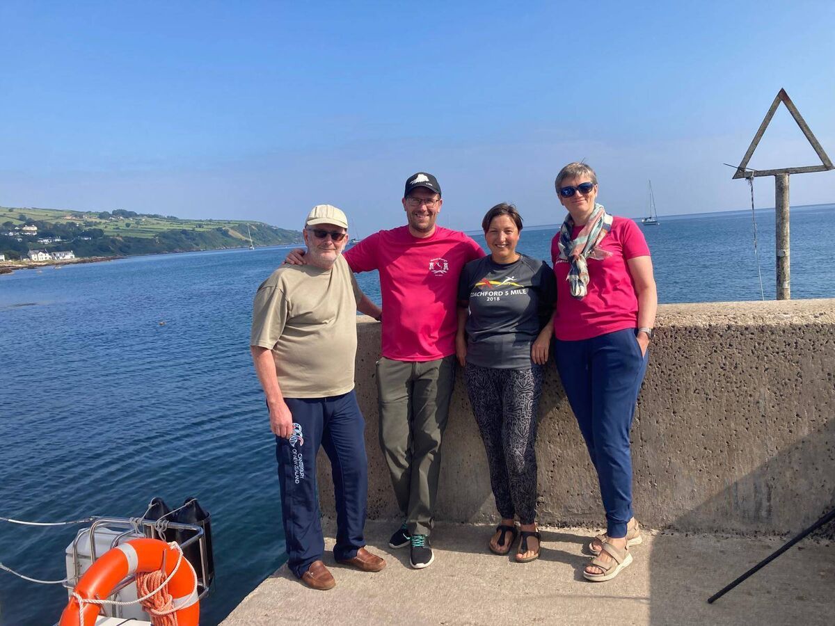 Olga O’Sullivan with crew, Marcus Austin, Paul de Waard, Anne Marie Murphy.
