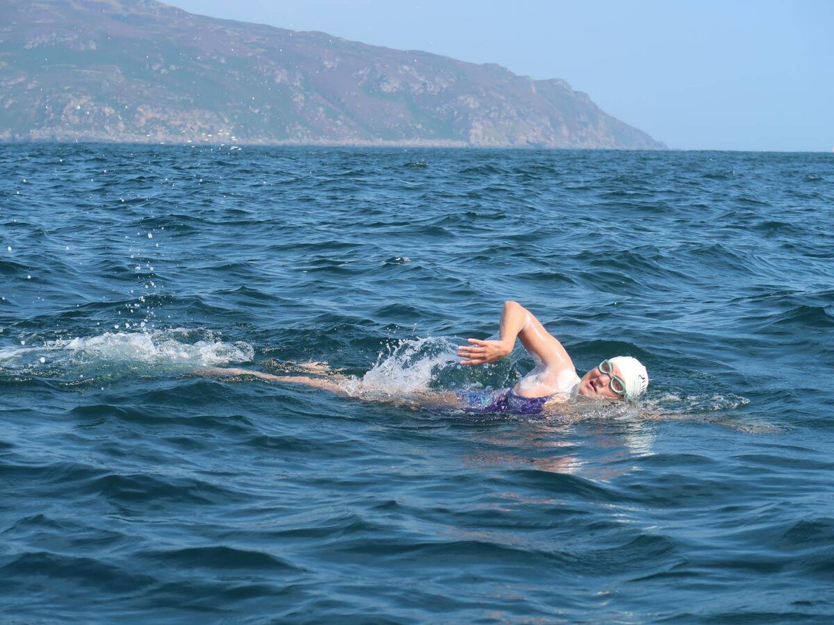  Olga O’Sullivan swimming away from Scotland. 