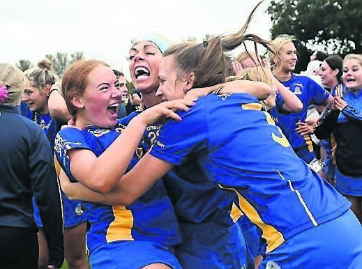 St Finbarr's players Orlaith Cahalane, Aisling Egan and Lynda O'Connell celebrate at the final whistle after the SE Systems Cork Senior Camogie Championship final at Castle Road, Cork. Picture Dan Linehan St Finbarr's players Orlaith Cahalane, Aisling Egan and Lynda O'Connell celebrate at the final whistle after the SE Systems Cork Senior Camogie Championship final at Castle Road, Cork. Picture Dan Linehan