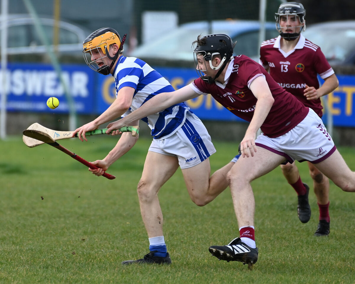 Coláiste Choilm's Jack Murphy comes out with the ball against Templemore during the Harty Cup at Seán Treacy Park, Tipperary. Picture: Eddie O'Hare