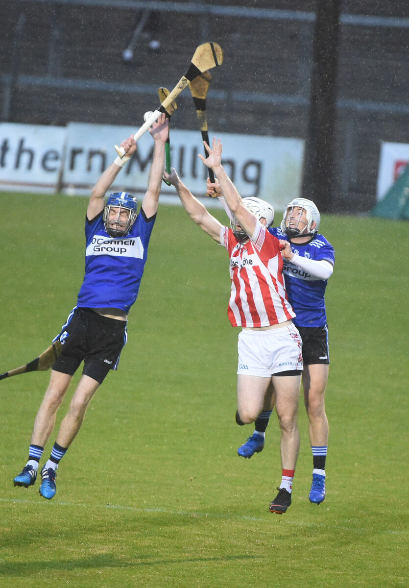 Brian Lawton of Imokilly battles with Sarsfields' Tadhg Óg Murphy in 2019. Picture: Larry Cummins