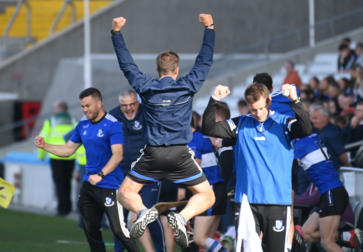 Sarsfields coach Johnny Crowley celebrates the 2023 win over Imokilly. Picture: Eddie O'Hare