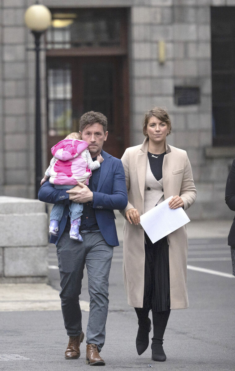 Kitty Mae Hayes Rosscarbery Co Cork with her mother Lisa Ronan and Declan Hayes after she settled her action against Childrens Health 