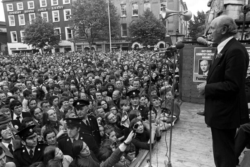 Jack Lynch at an election rally in 1977.