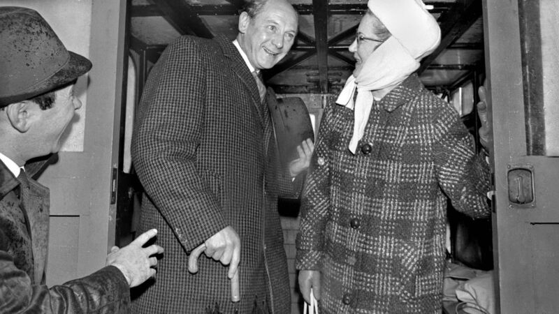Taoiseach Jack Lynch and his wife Maureen about to make the first official crossing in the new Dursey Island cable car on December 5, 1969.