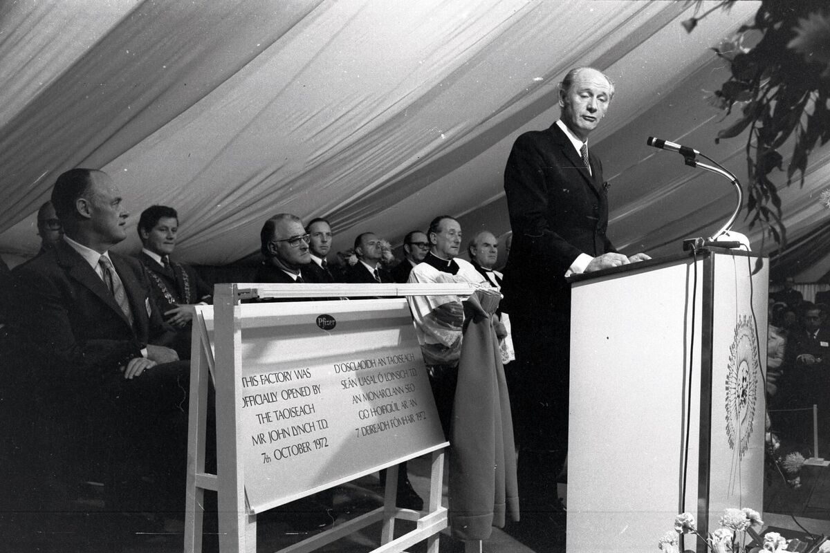 Jack Lynch at the opening of Pfizer in 1969. Jack Lynch at the opening of Pfizer in 1969.
