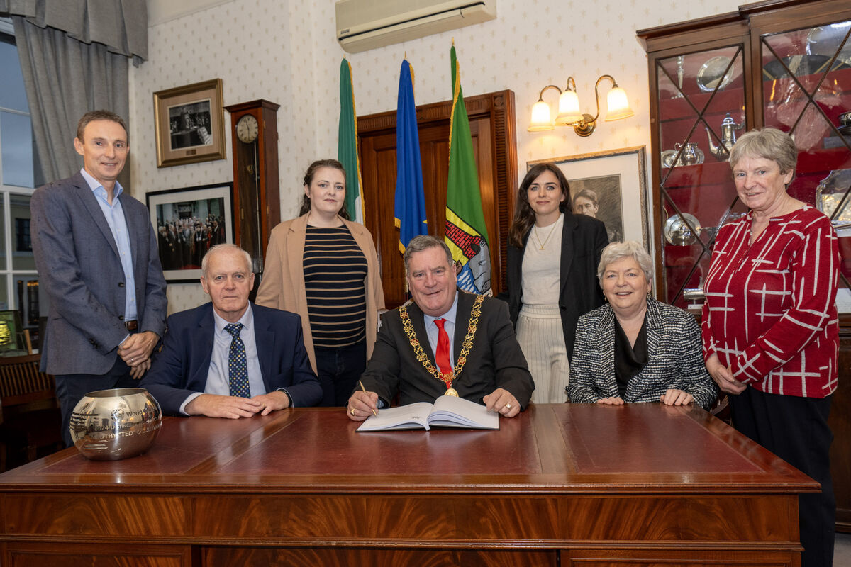 The Irish League of Credit Unions honoured volunteer Ted O'Sullivan from Douglas for his work with the International Development Foundation. The award ceremony took place at the Cork City Council chambers in the presence of the Lord Mayor of Cork, councillor Dan Boyle. Pictured are the Lord Mayor of Cork, Cllr. Dan Boyle; Ted O'Sullivan and his wife Margaret along with their daughters Máire and Caitríona. Also included are Alan Moore, CEO, ILCU International Development Foundation (on left) and Margaret Heffernan, Vice-President, ILCU. Picture: Brian Lougheed. The Irish League of Credit Unions honoured volunteer Ted O'Sullivan from Douglas for his work with the International Development Foundation. The award ceremony took place at the Cork City Council chambers in the presence of the Lord Mayor of Cork, councillor Dan Boyle. Pictured are the Lord Mayor of Cork, Cllr. Dan Boyle; Ted O'Sullivan and his wife Margaret along with their daughters Máire and Caitríona. Also included are Alan Moore, CEO, ILCU International Development Foundation (on left) and Margaret Heffernan, Vice-President, ILCU. Picture: Brian Lougheed.