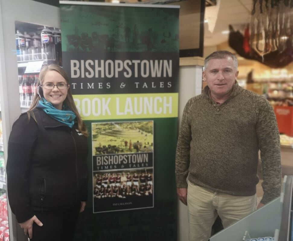 Rebecca Murphy, manager of Herlihy's Centra, Bishopstown, with author Pat Callanan in store in Curraheen Road. 