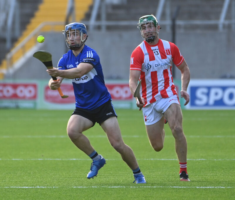 Sarsfields' Conor O'Sullivan breaks from Imokilly's Adam Murphy. Picture: Eddie O'Hare Sarsfields' Conor O'Sullivan breaks from Imokilly's Adam Murphy. Picture: Eddie O'Hare
