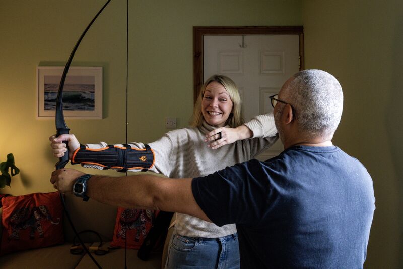  Emer Harrington releases the arrow and the tension during her indoor archery session in Carrigaline.