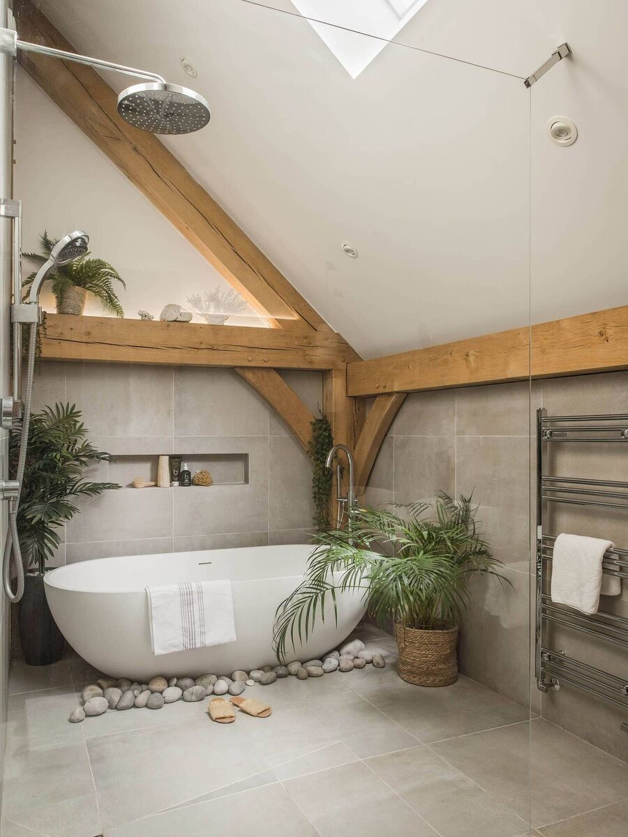 Wellness retreats: With its spa-like atmosphere and features, this bathroom is a soothing oasis. 