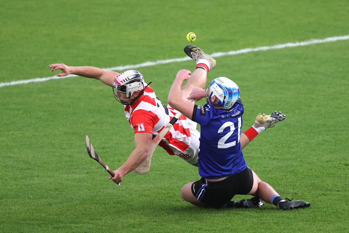 Imokilly's Timmy Wilk tackles Liam Healy of Sarsfields. Picture: INPHO/Bryan Keane